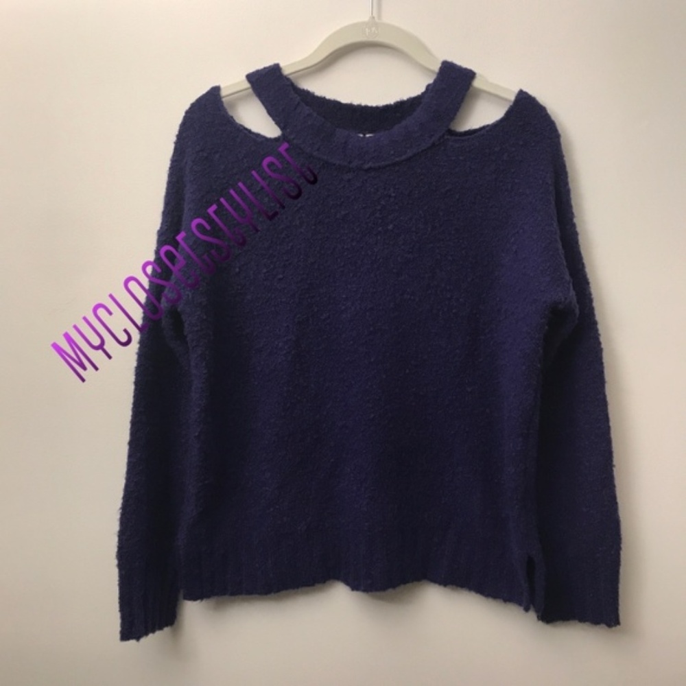 Anthropologie ALPACA Cold Shoulder Boucle Sweater!! NWT SP cut out shoulders new